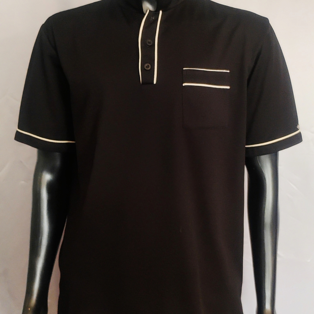 BC Ethic Polo Shirt Men's XL Black White Trim